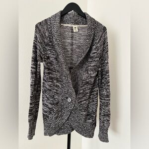 Roxy Coastal Cardigan 🌴 Slouchy Beach Knit | Marled Gray | Effortless Layer | M
